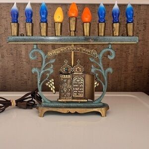 Brass Menorah powered with electricity. Joseph Zweig style